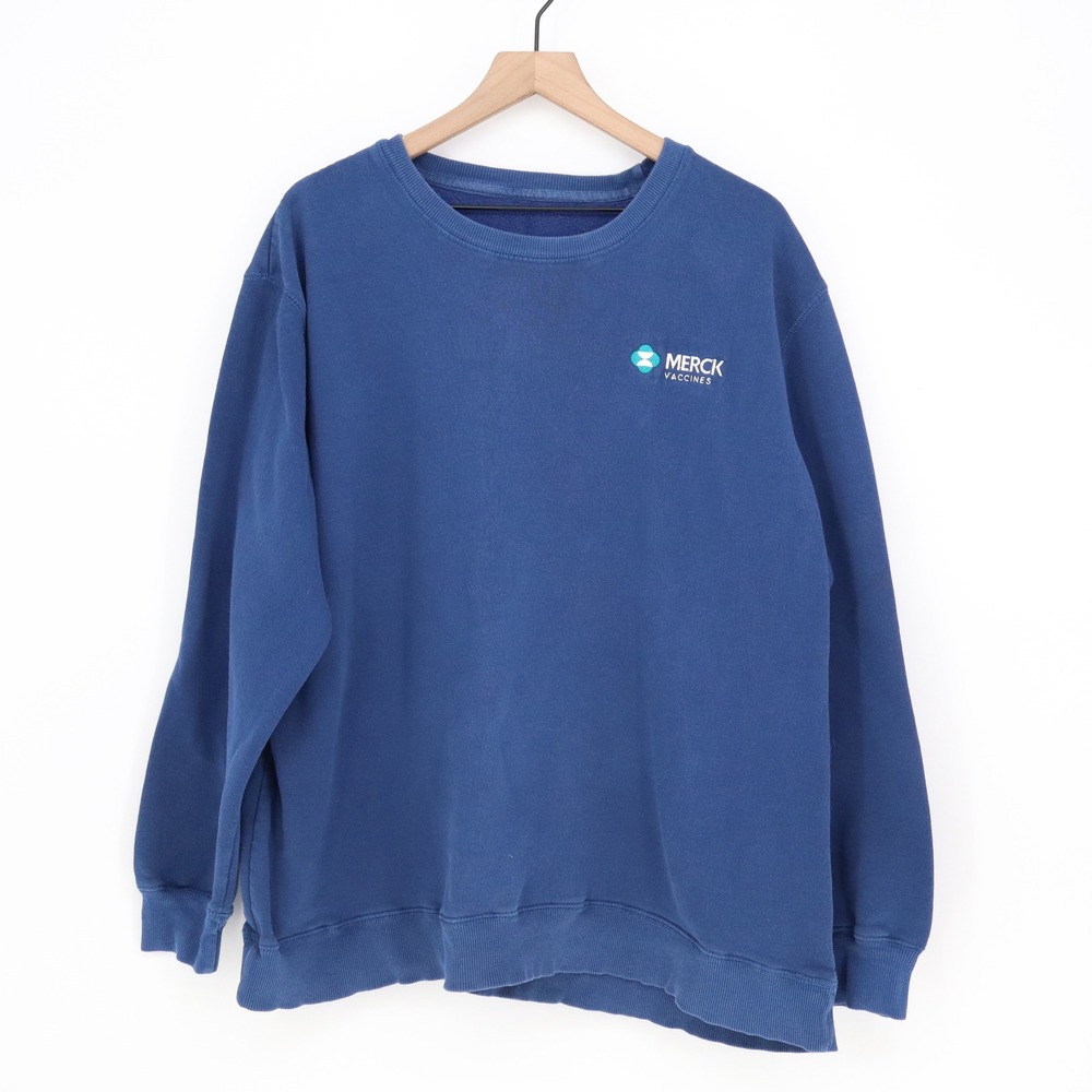 Unbranded Sweatshirt Mens XL Merck Vaccines Blue Embroidered Logo Excellent